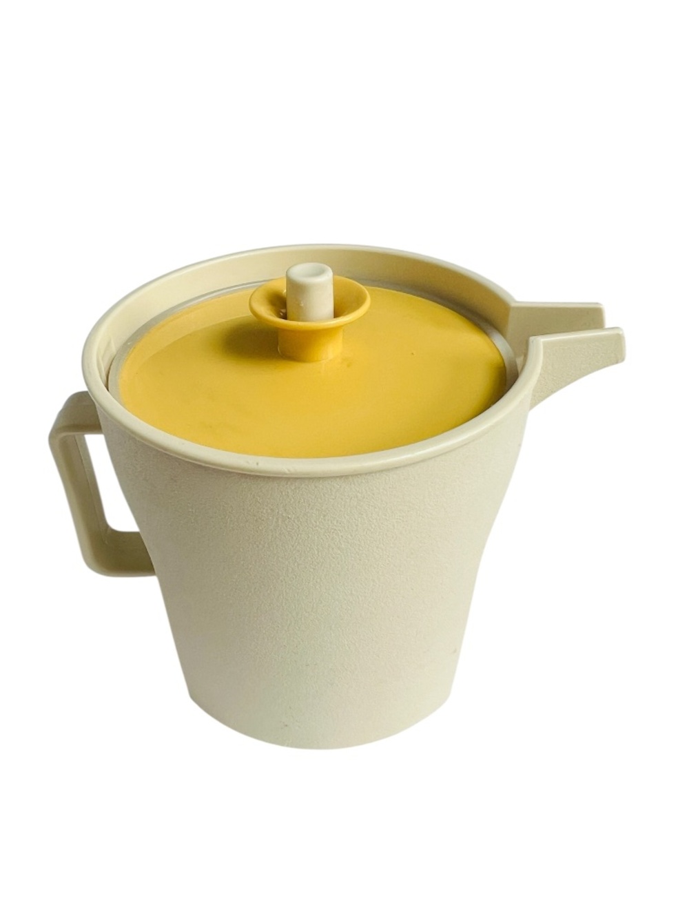 Vintage TUPPERWARE Creamer Pitcher Plastic Beige & Harvest Gold 4" Tall